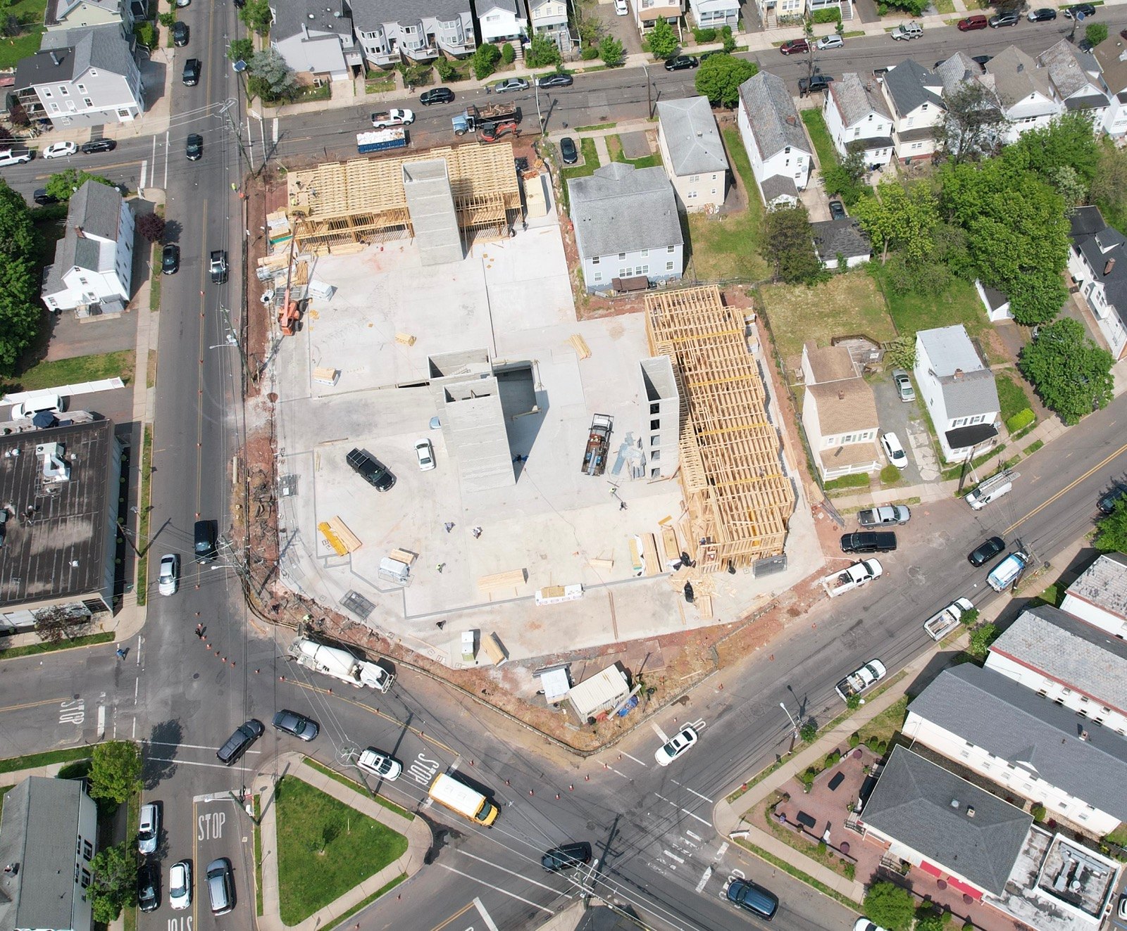 Aerial view of a building site for a Kurt J. Ludwig, AIA project
